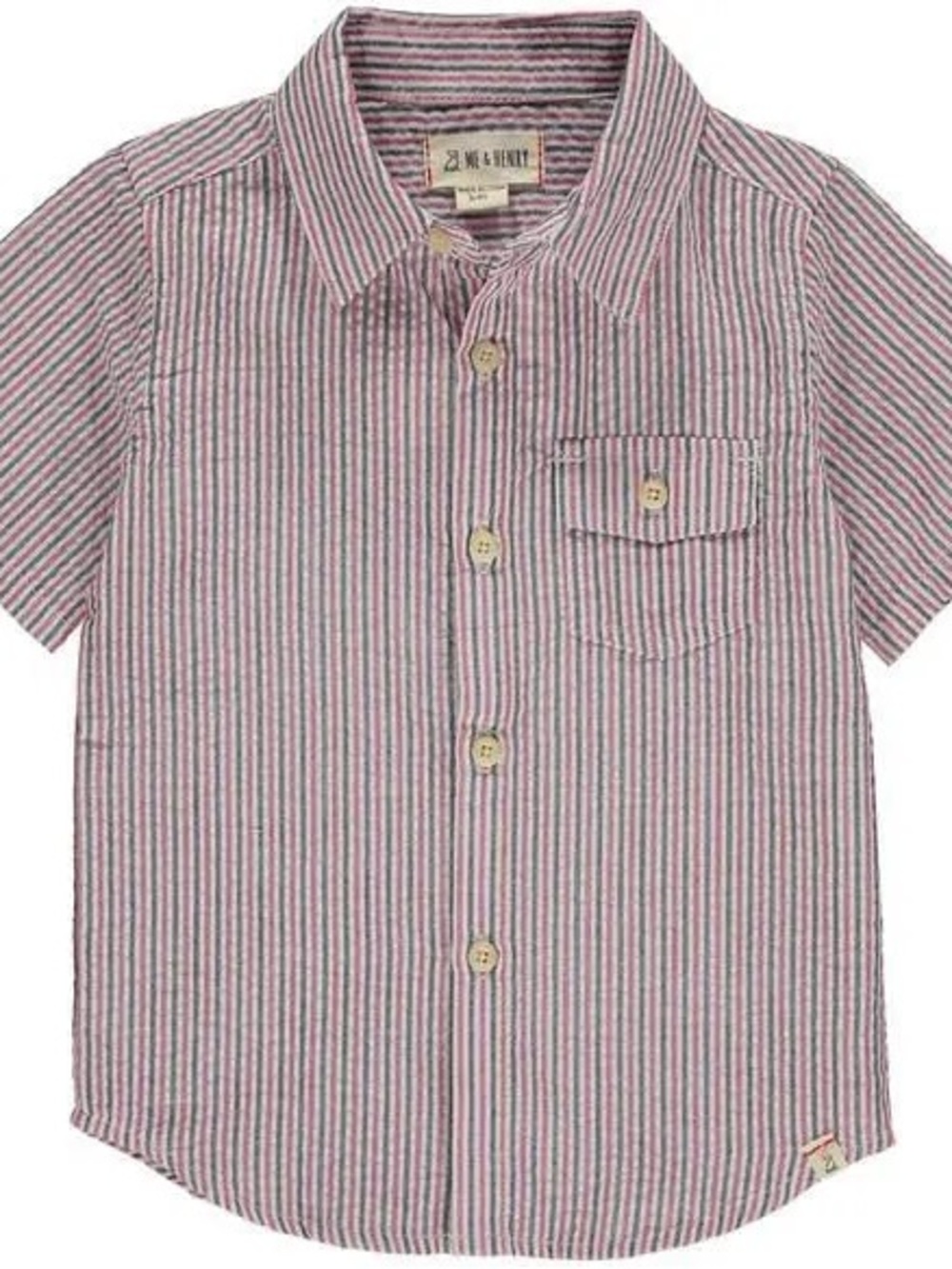 Me & Henry Striped Short-Sleeve Button-Up Shirt - Navy,Red,White